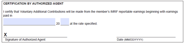 Certification by Authorized Agent Box