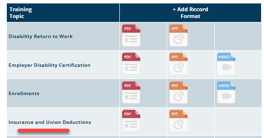 Employer Access Screenshot of Insurance and Union Deductions