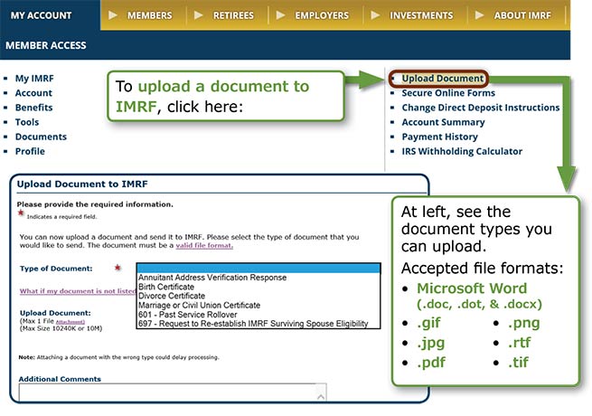 Member Access Retiree Upload Documents