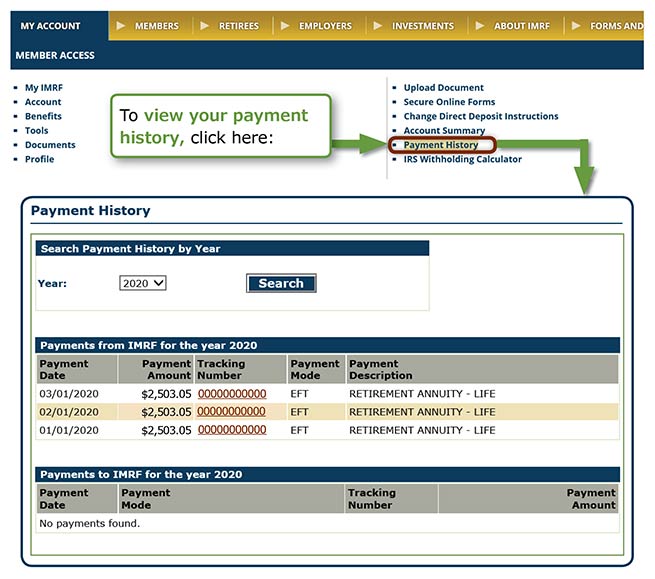 Payment History for Members