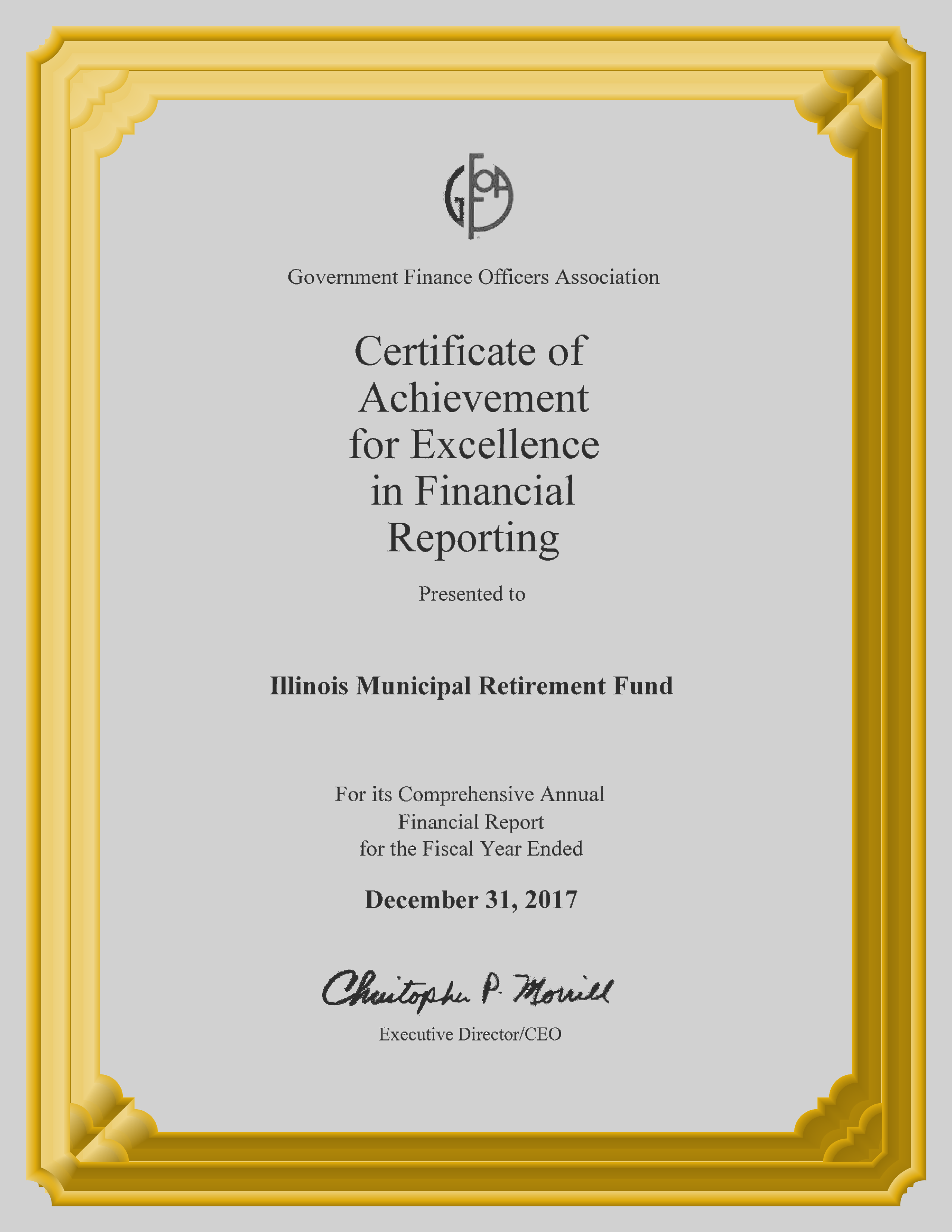 GFOA CAFR Award 2017
